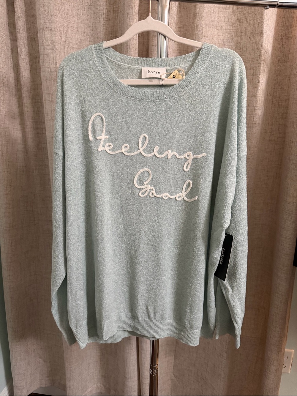 Korye Women's 'Feeling Good' Light Aqua Pullover Sweater